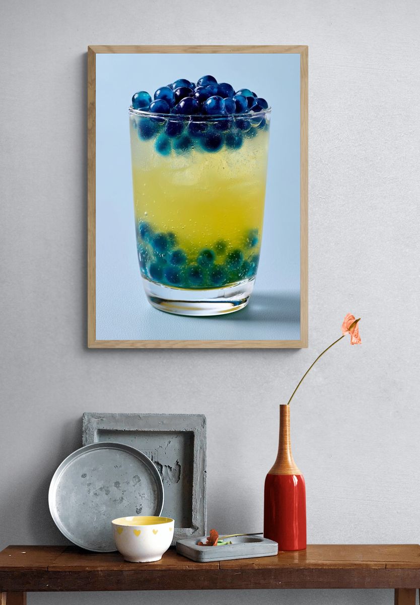 Blue Berry Cocktail Photography Poster. — room view 3