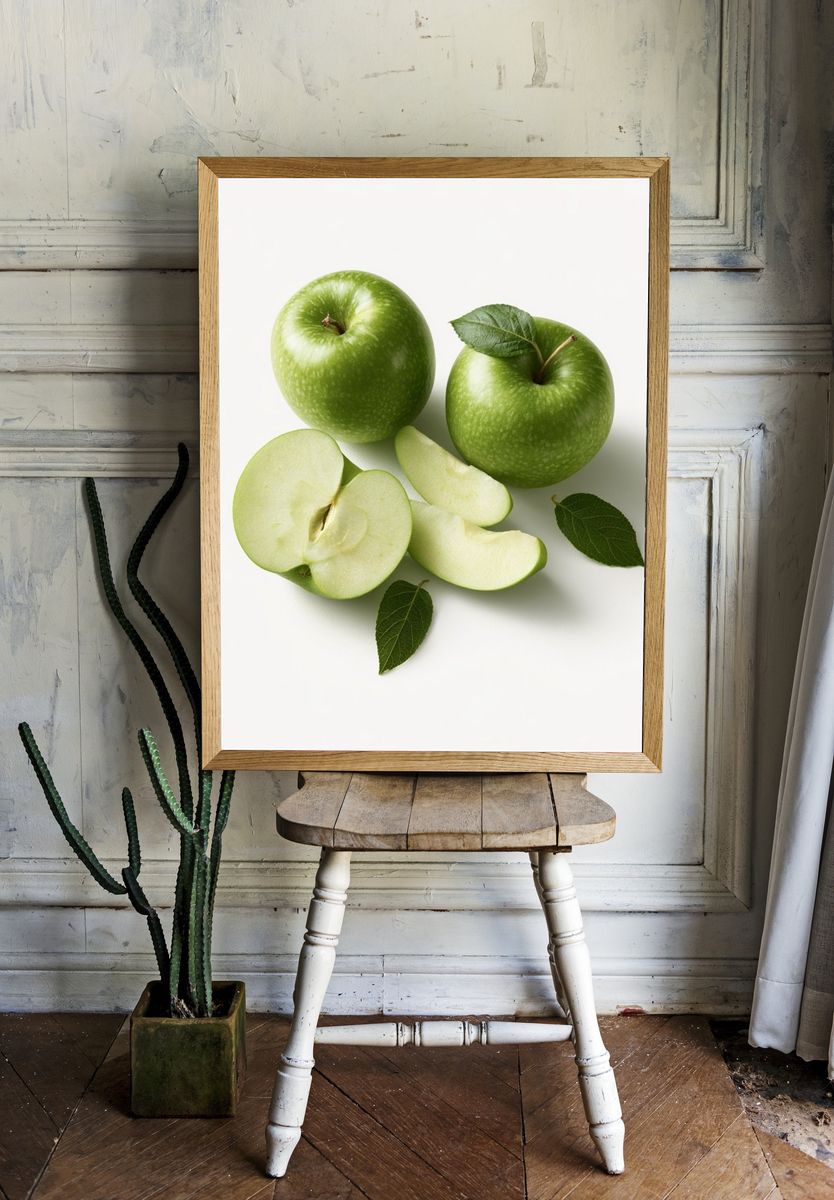 Green Apples Still Life Print. room preview