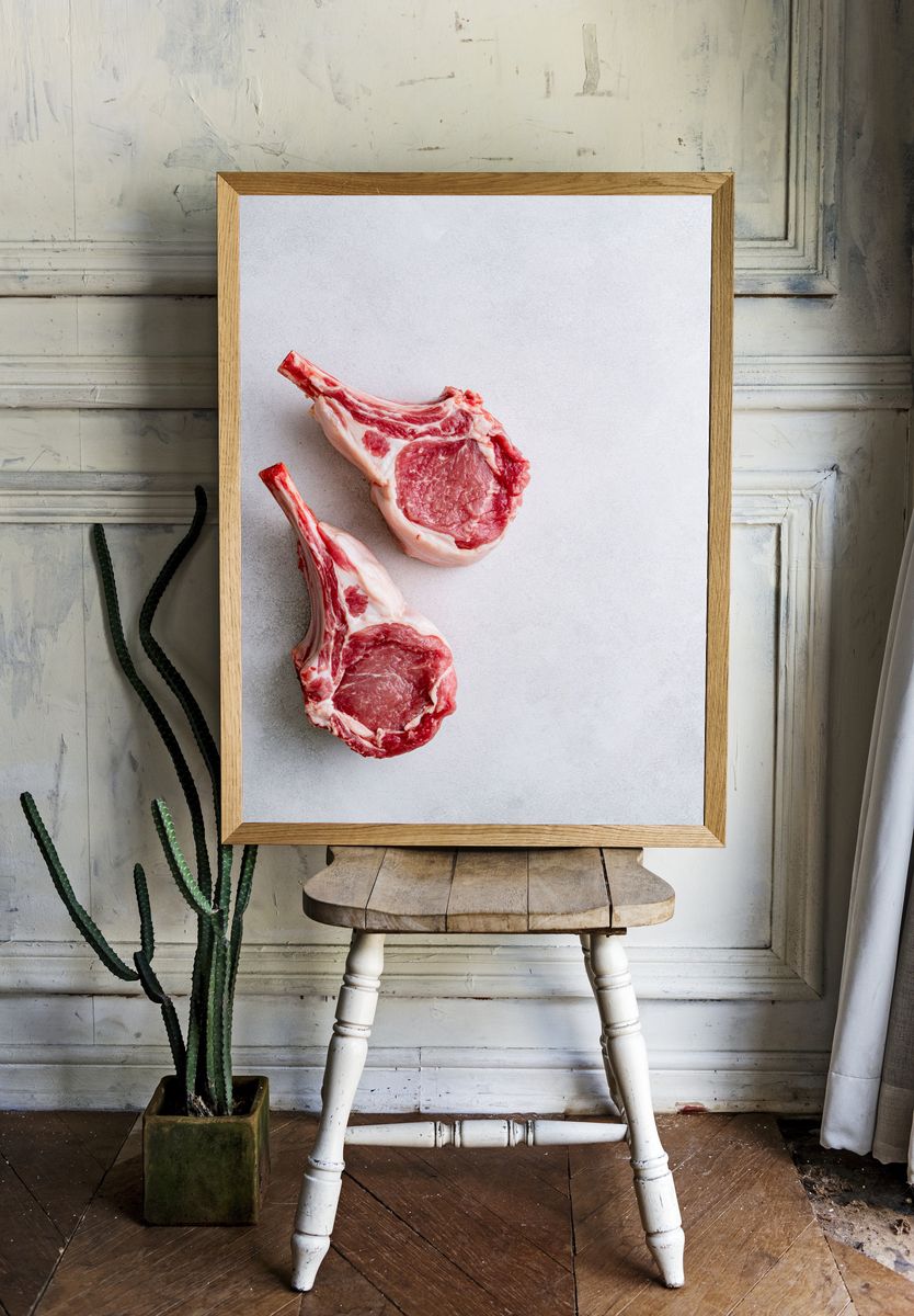 Raw Lamb Chops Photography Poster. room preview