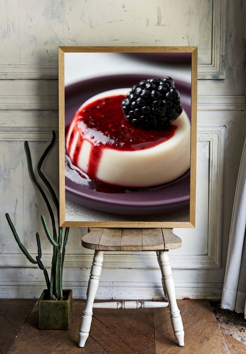 Blackberry Panna Cotta Food-Drink Poster. room preview