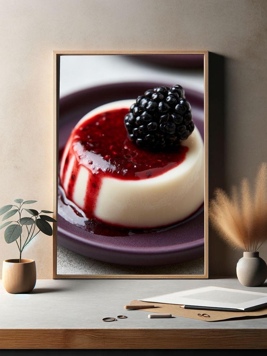 Blackberry Panna Cotta Food-Drink Poster. — room view 2