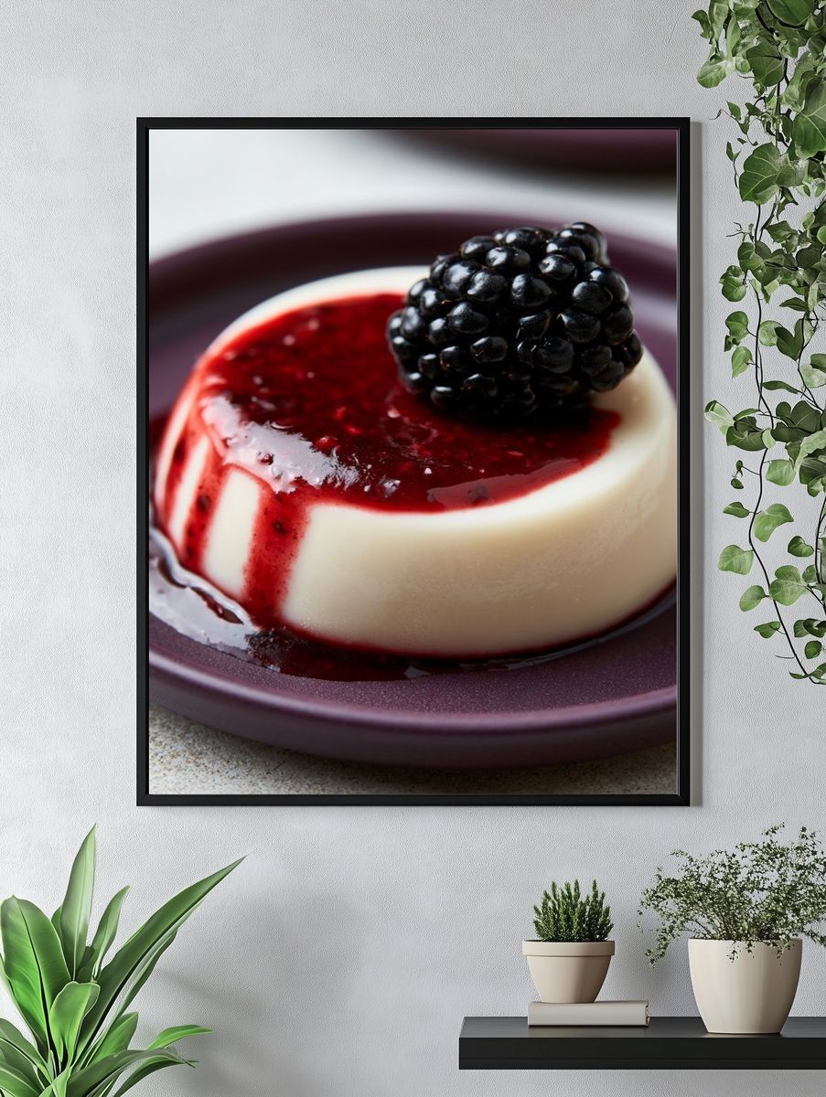 Blackberry Panna Cotta Food-Drink Poster. — room view 4