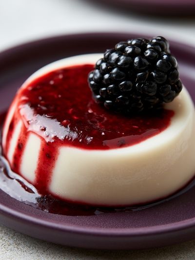 Blackberry Panna Cotta Food-Drink Poster.