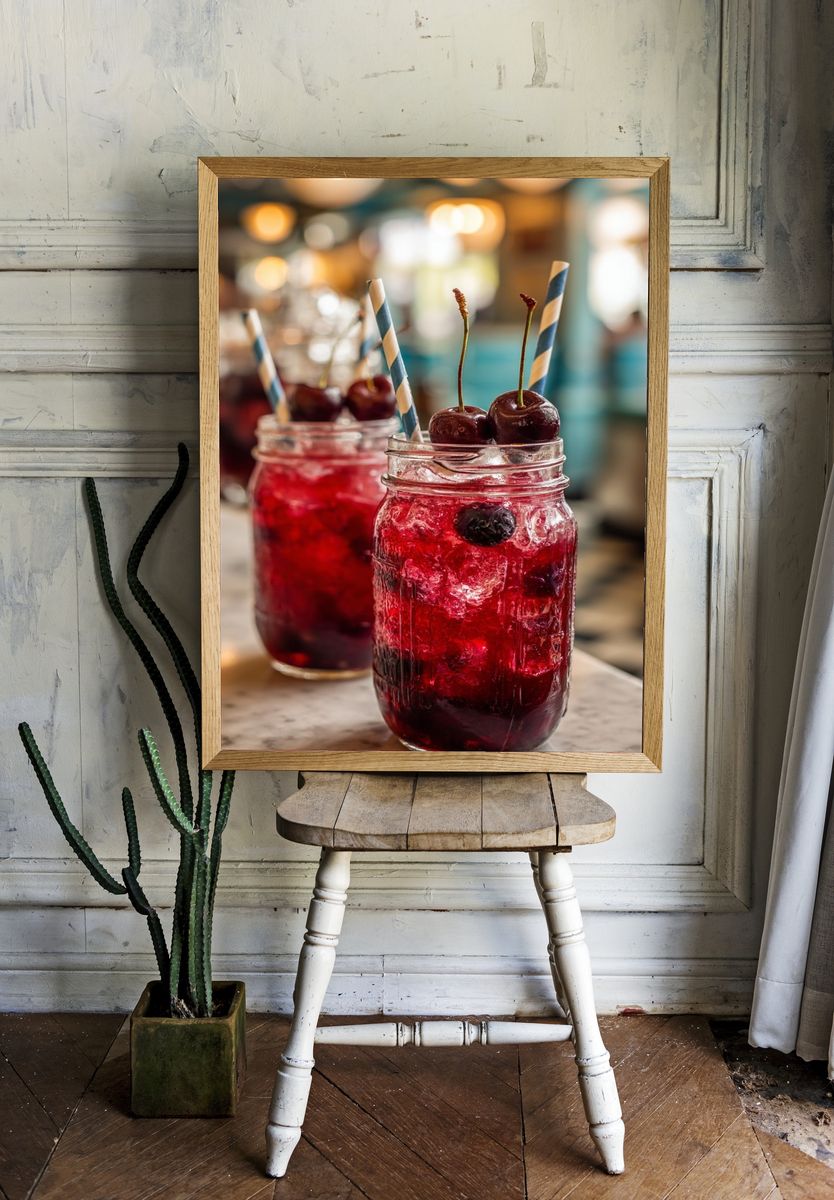 Cherry Cocktail Photography Print. — room view 1