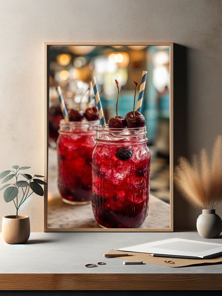 Cherry Cocktail Photography Print. — room view 2