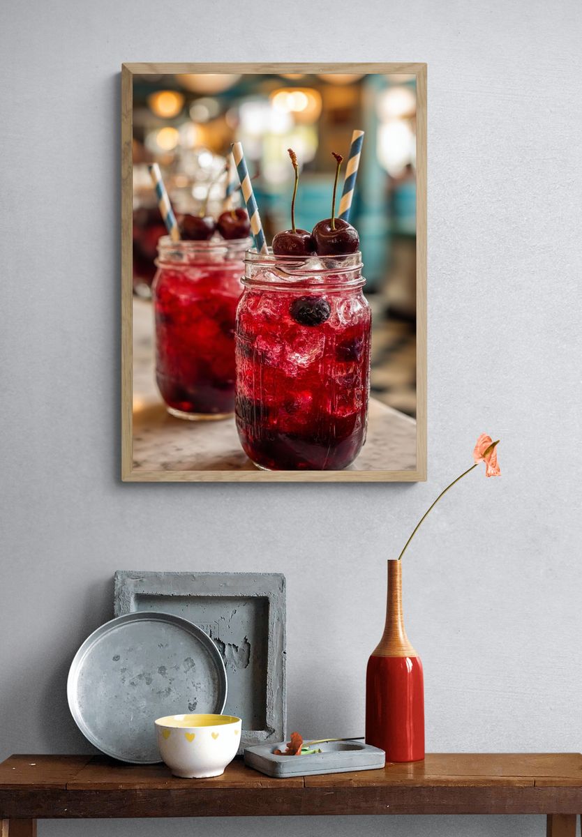 Cherry Cocktail Photography Print. — room view 3