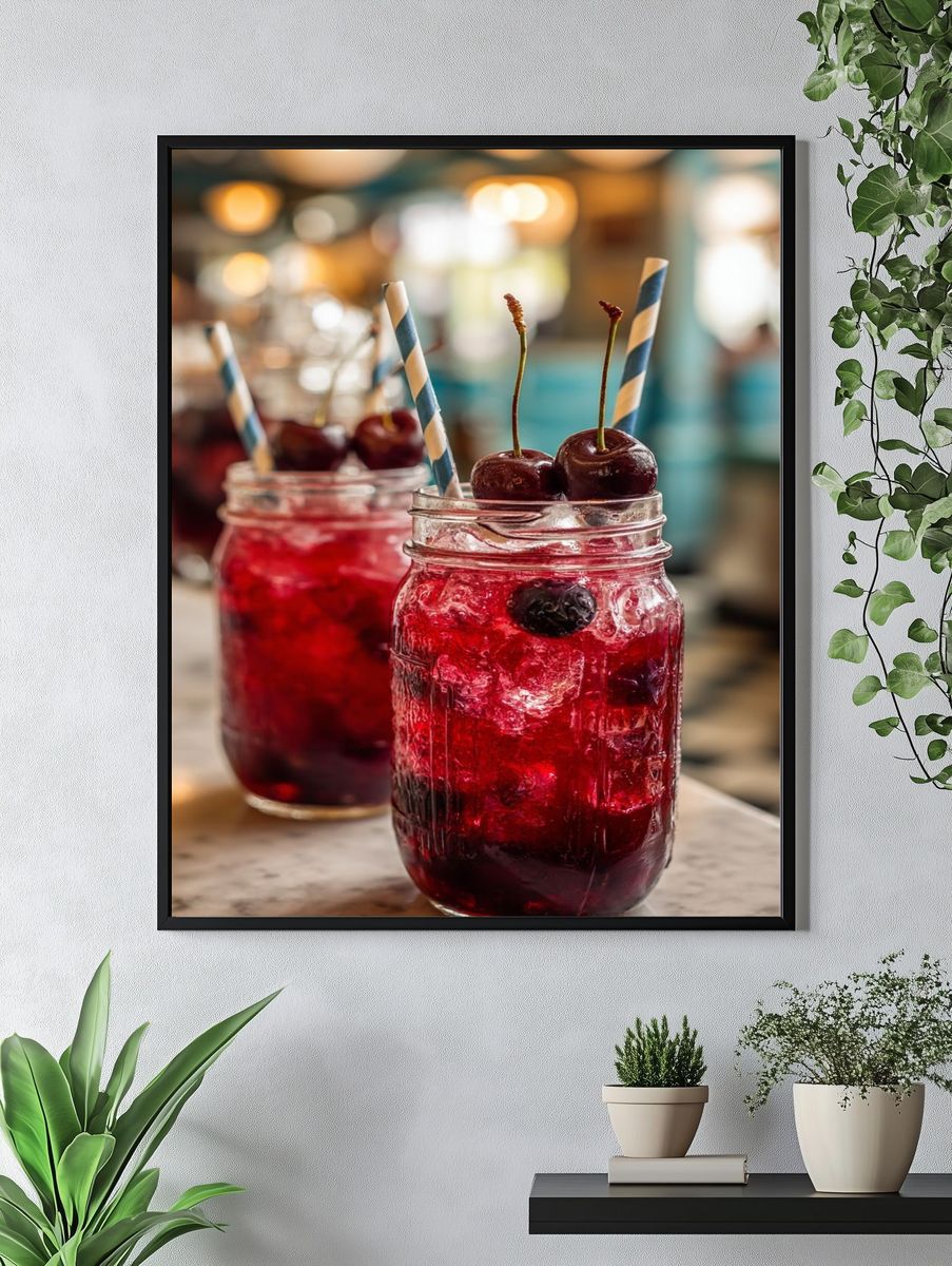 Cherry Cocktail Photography Print. — room view 4