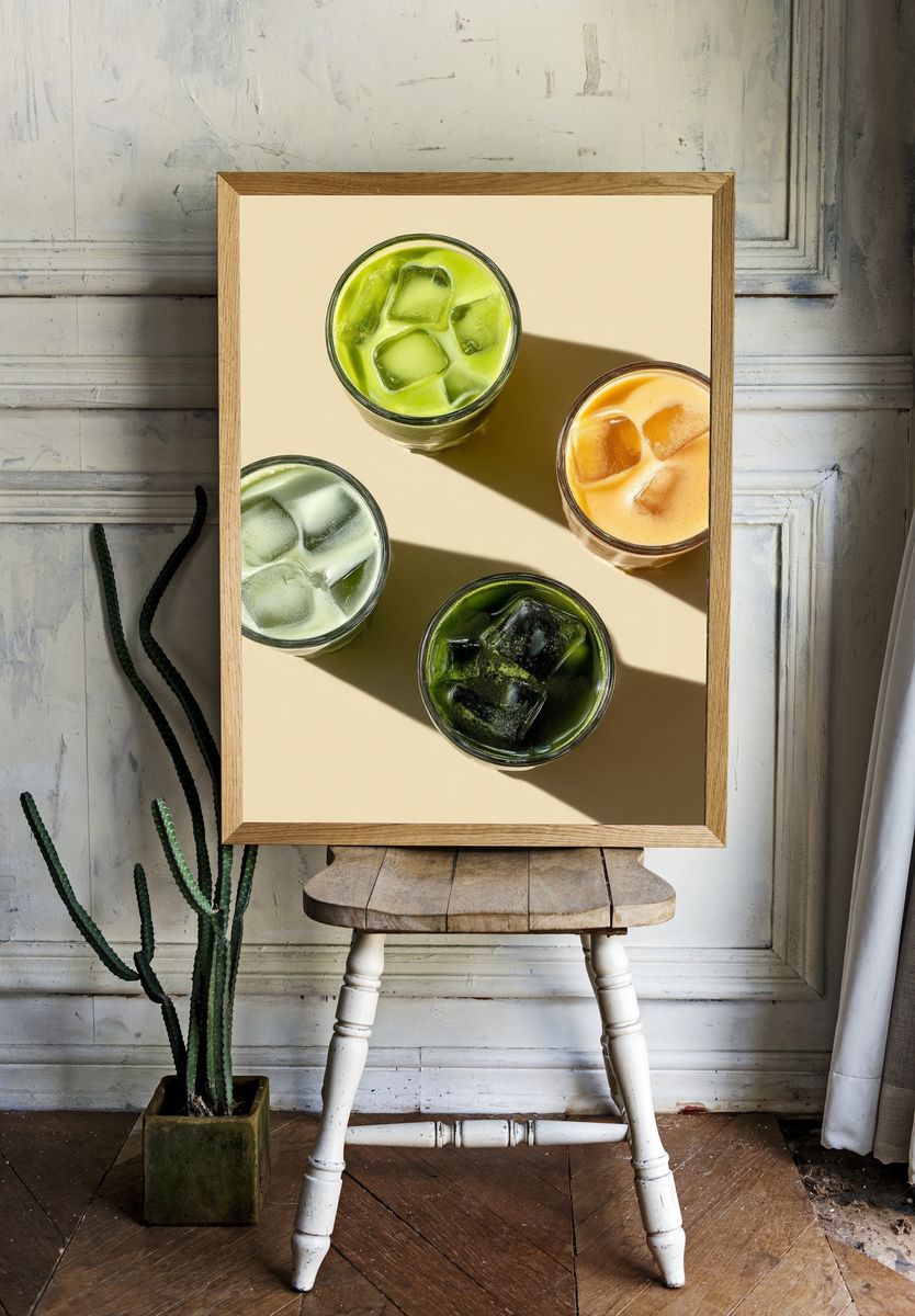 Iced Matcha Drinks Photography Poster. room preview