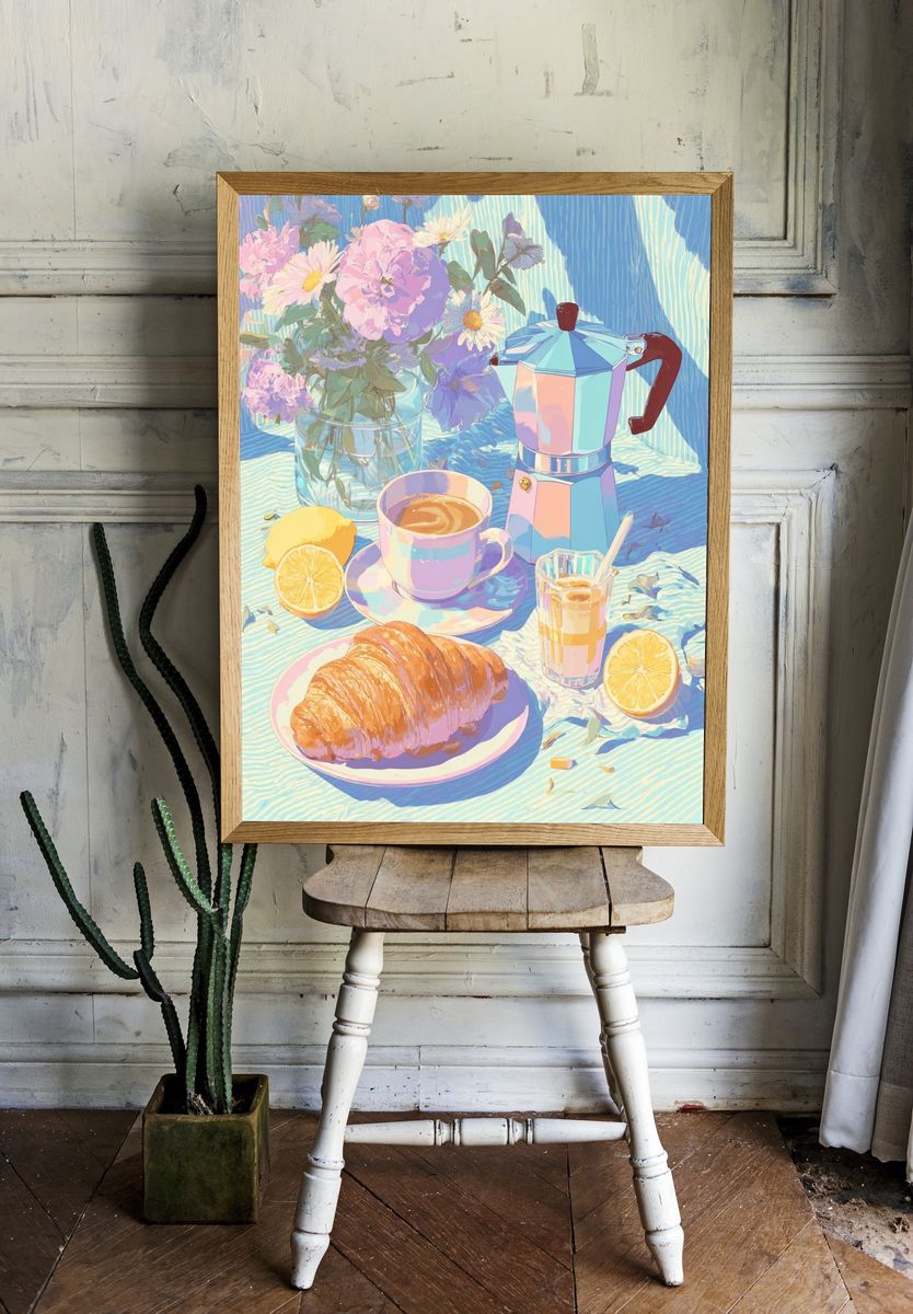 Pastel Breakfast Still Life Poster. room preview