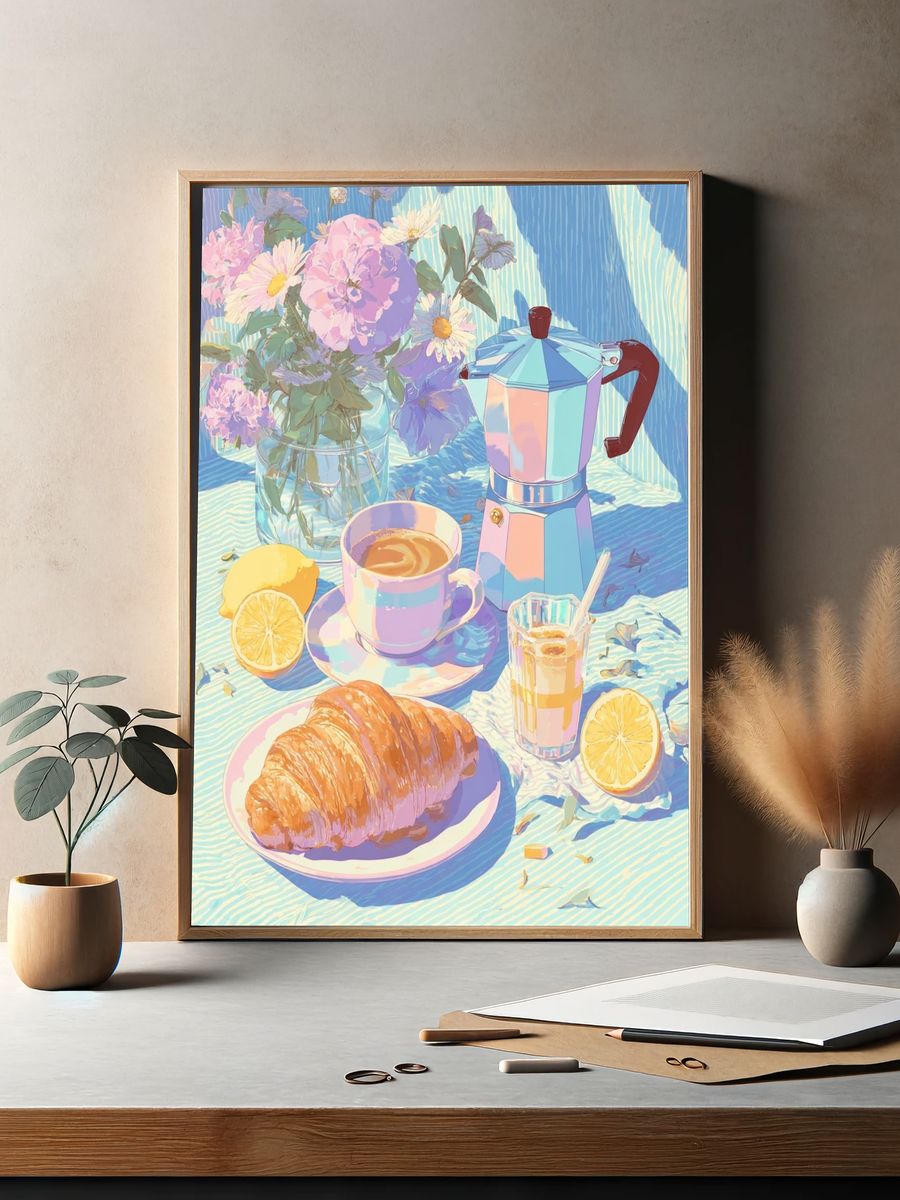 Pastel Breakfast Still Life Poster. — room view 2