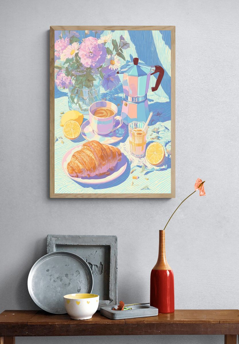 Pastel Breakfast Still Life Poster. — room view 3