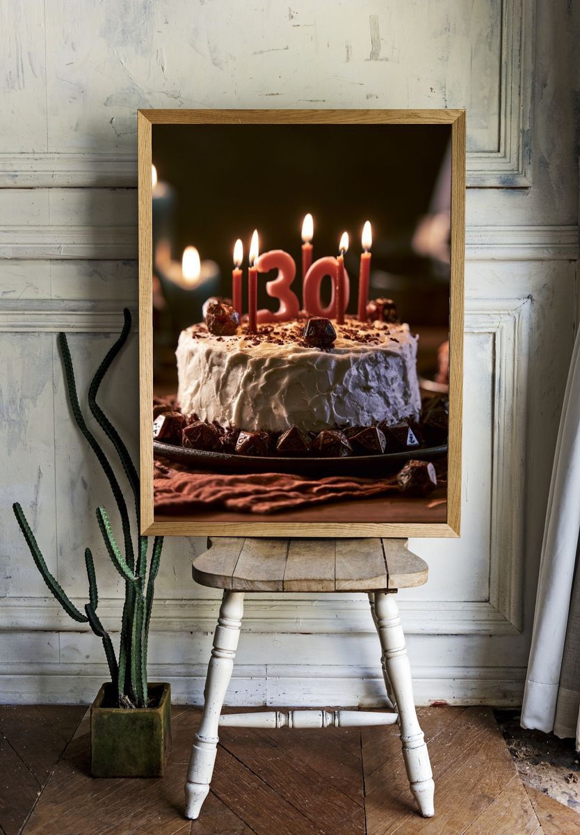 Birthday Cake Candlelight Photography Poster. room preview
