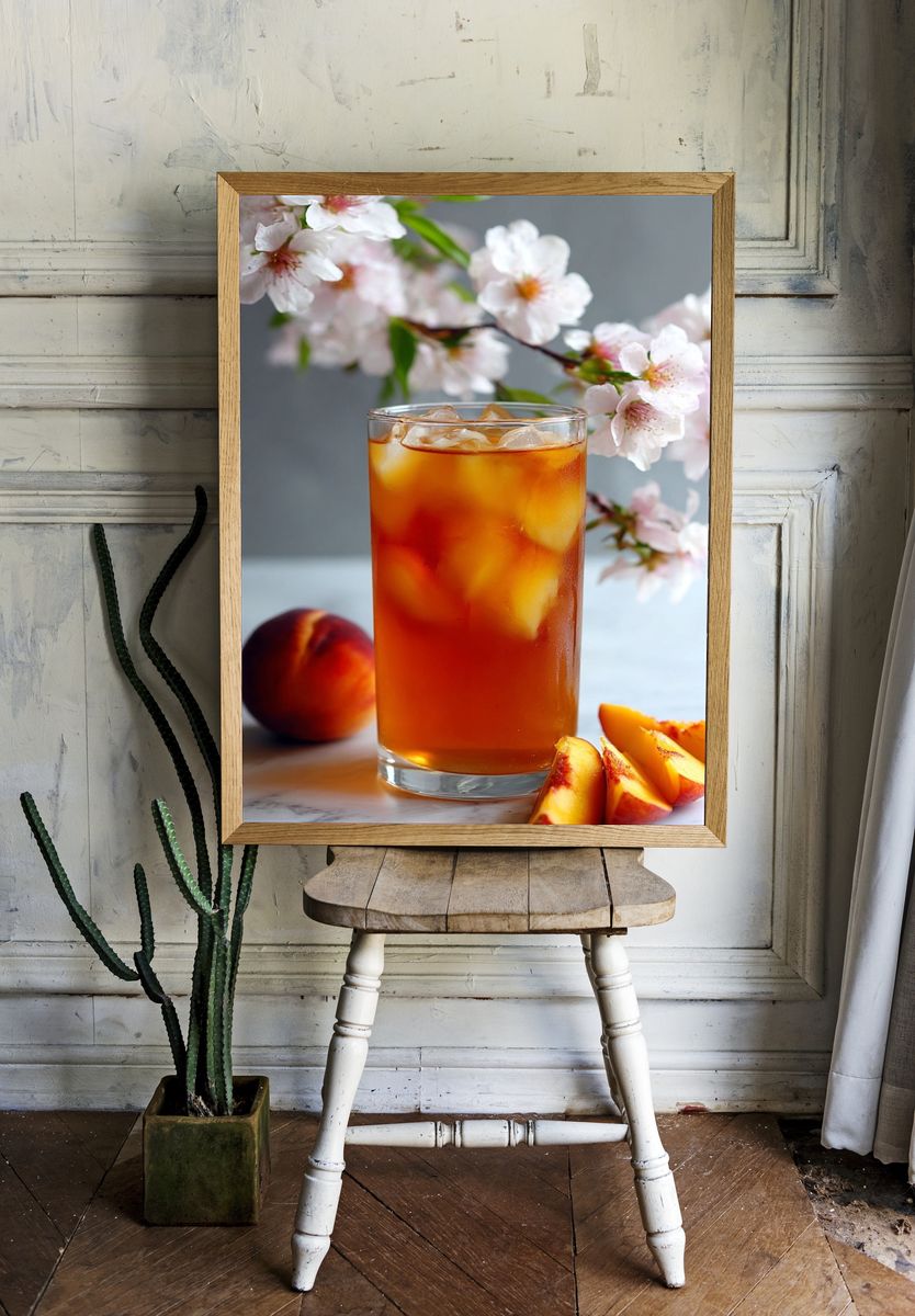 Peach Iced Tea Still Life Print. room preview