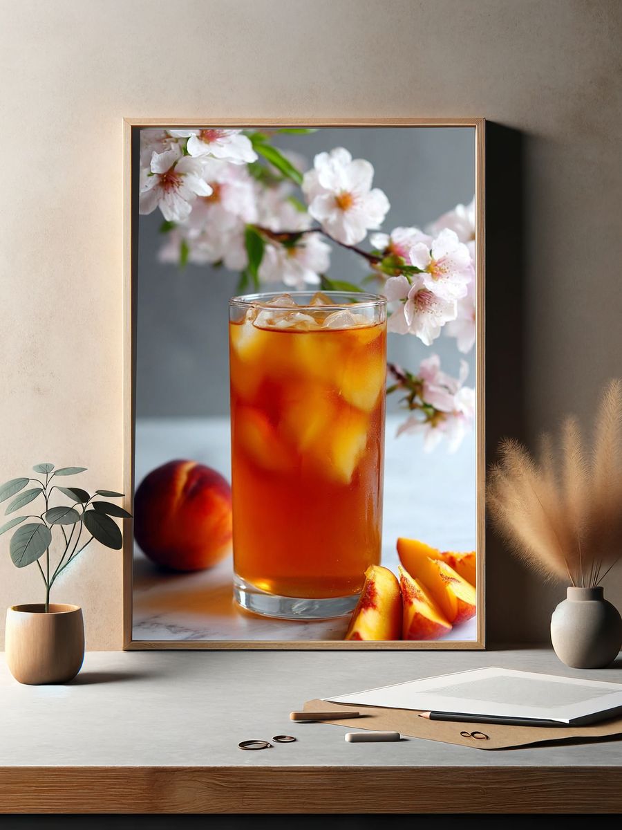 Peach Iced Tea Still Life Print. — room view 2