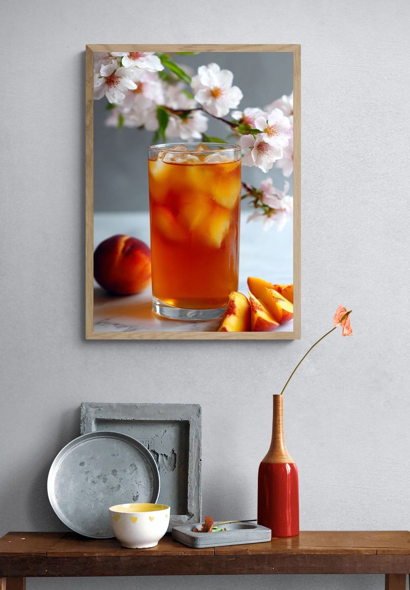 Peach Iced Tea Still Life Print. — room view 3
