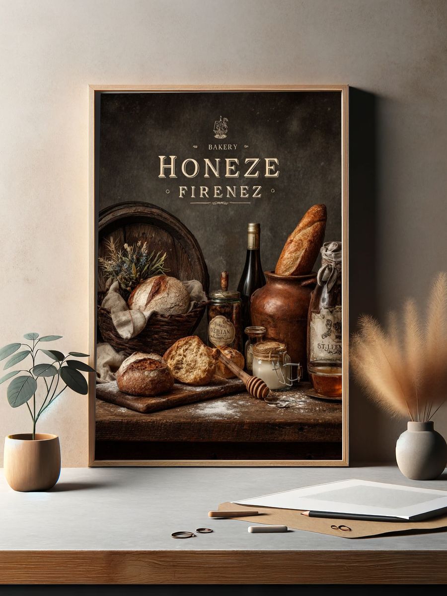 Rustic Bakery Still Life Vintage Print. — room view 2