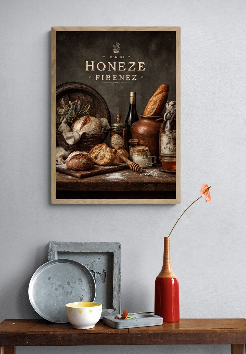 Rustic Bakery Still Life Vintage Print. — room view 3