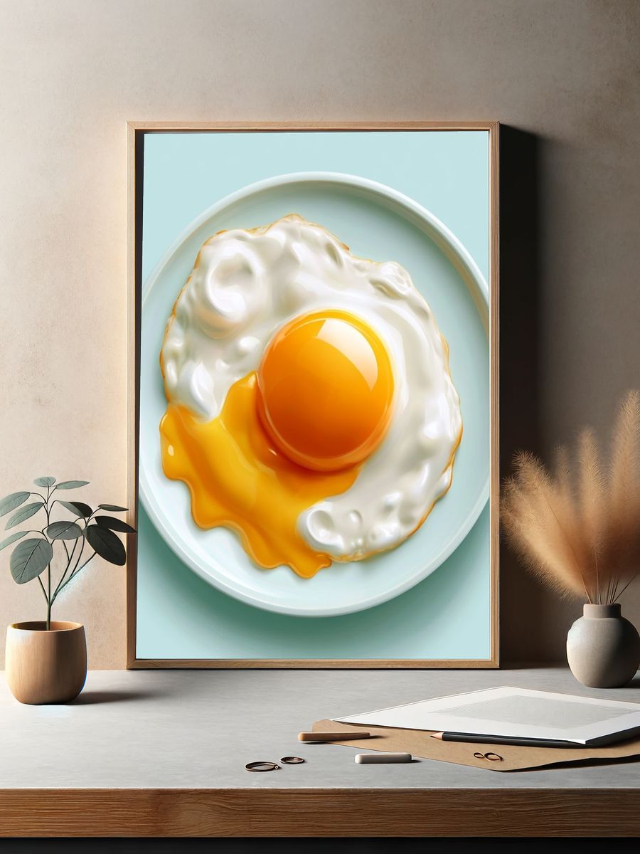 Sunny Fried Egg Illustration Poster. — room view 2