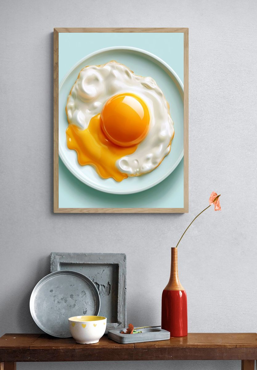 Sunny Fried Egg Illustration Poster. — room view 3