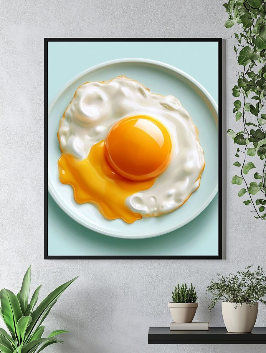 Sunny Fried Egg Illustration Poster. — room view 4