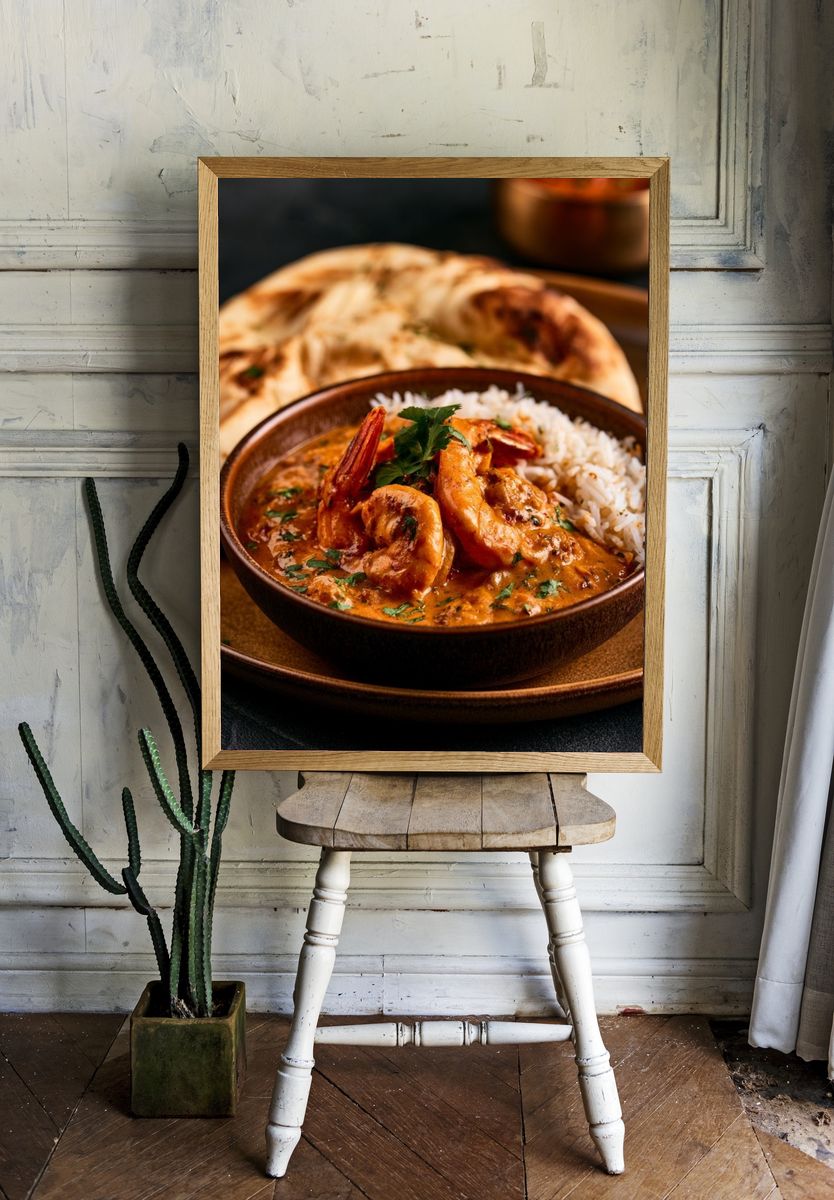 Shrimp Curry Bowl Food Photography Poster. — room view 1