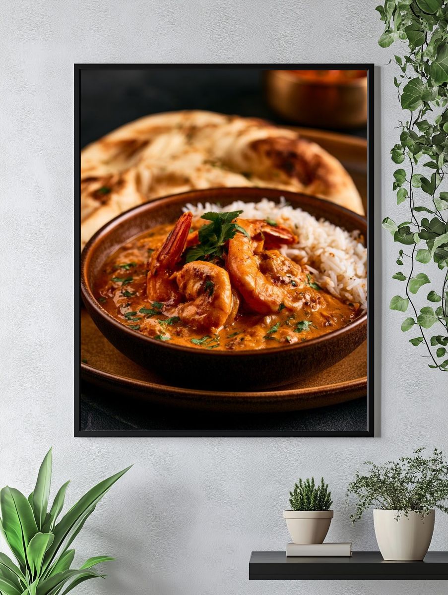Shrimp Curry Bowl Food Photography Poster. — room view 4