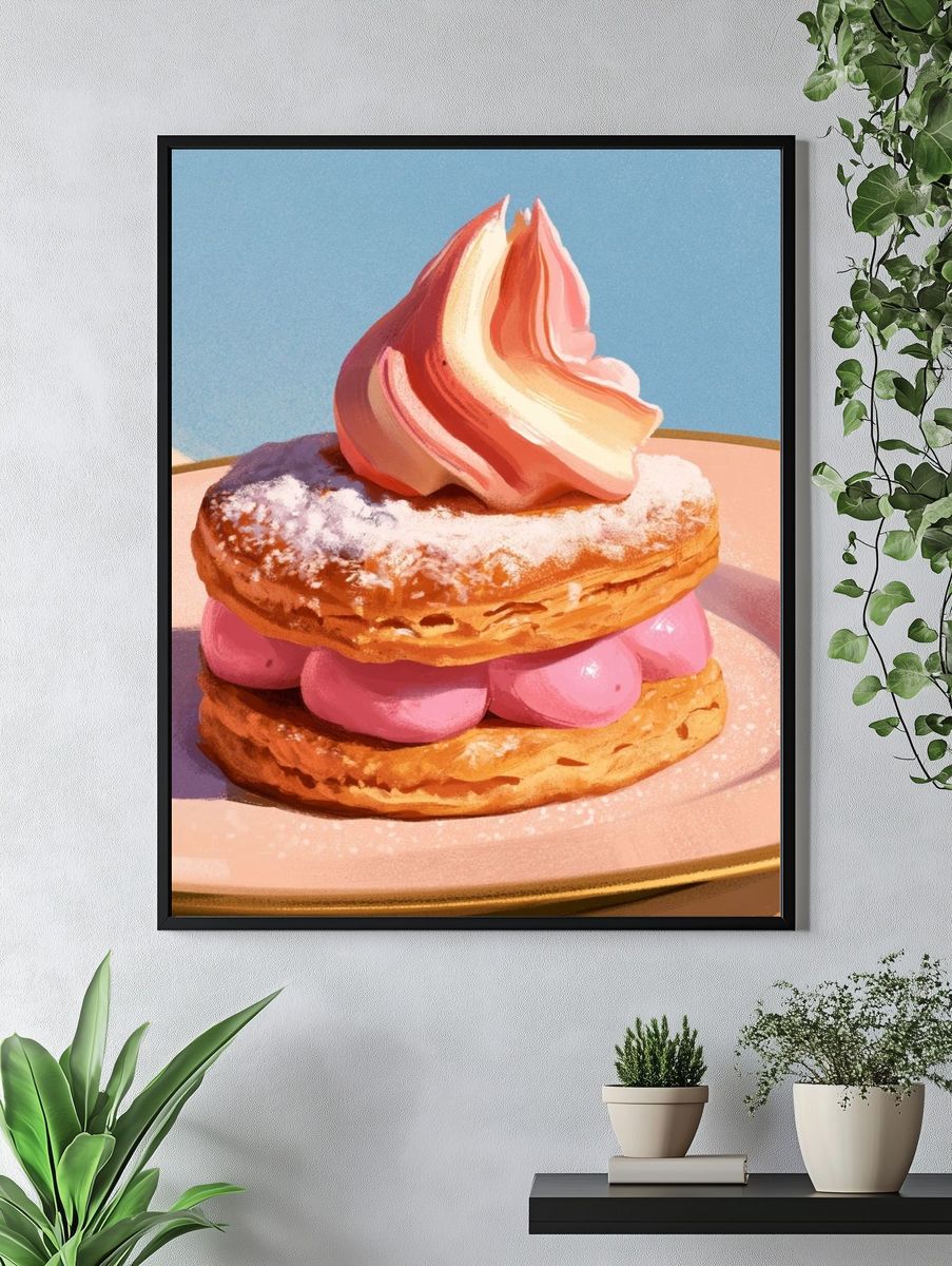 Strawberry Cream Pastry Illustration Poster. — room view 4