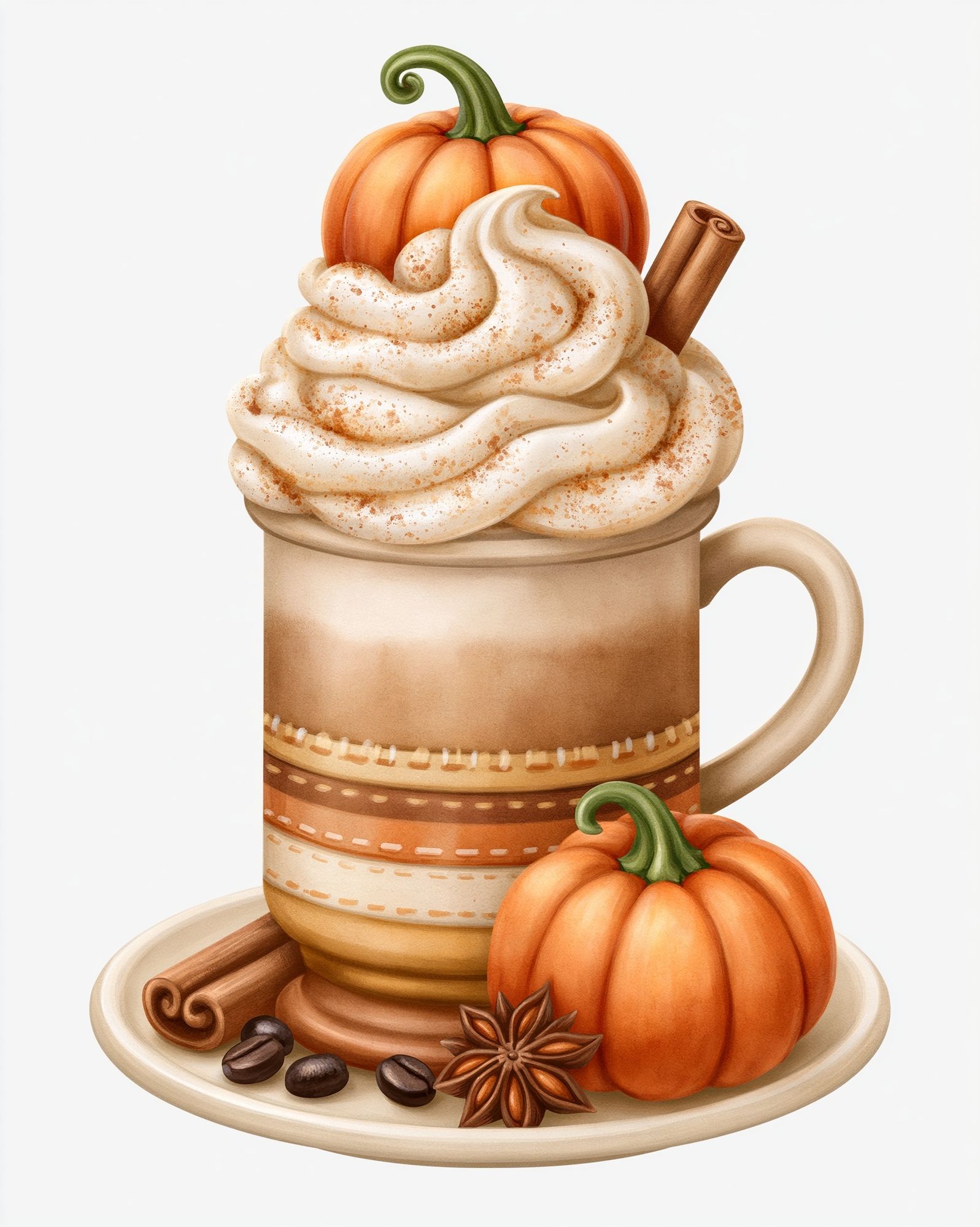 Pumpkin Spice Latte Illustration Poster. poster — food-drink art