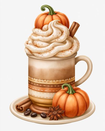 Pumpkin Spice Latte Illustration Poster.