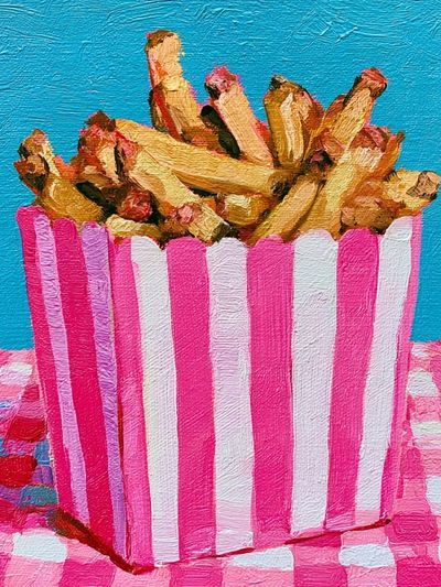 Pink Popcorn Bucket Illustration Poster.