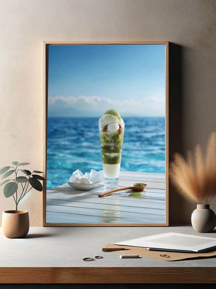 Matcha Parfait by the Sea Print. — room view 2