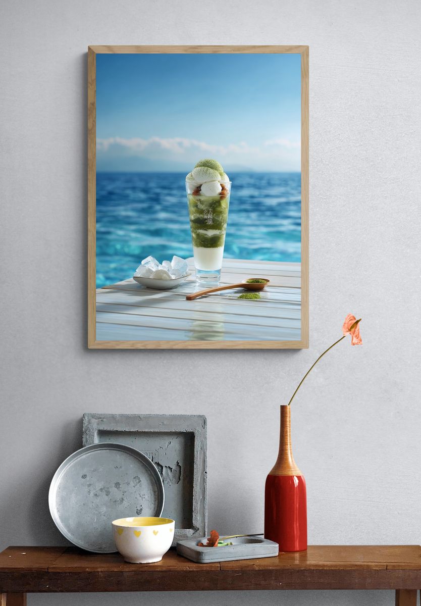 Matcha Parfait by the Sea Print. — room view 3
