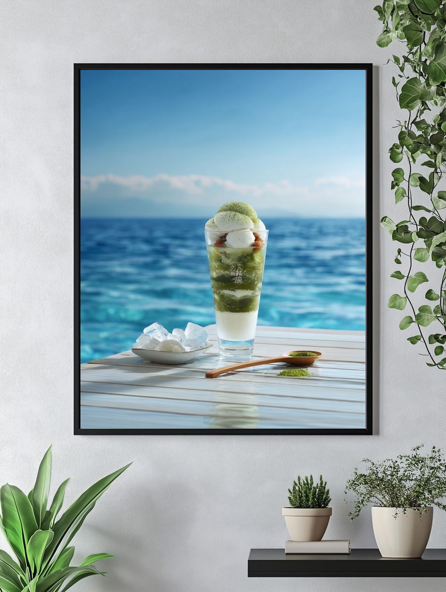 Matcha Parfait by the Sea Print. — room view 4