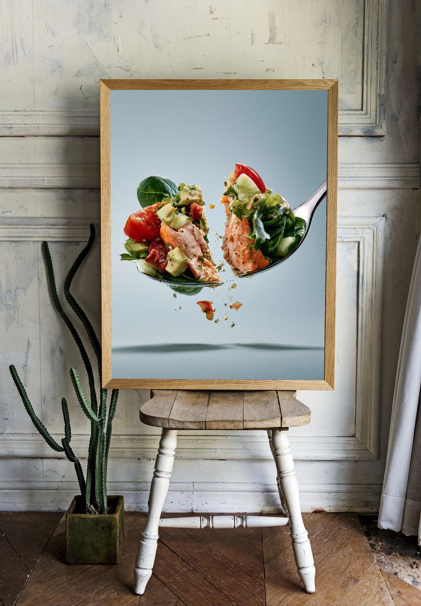 Salmon Salad Spoon Photography Poster. room preview