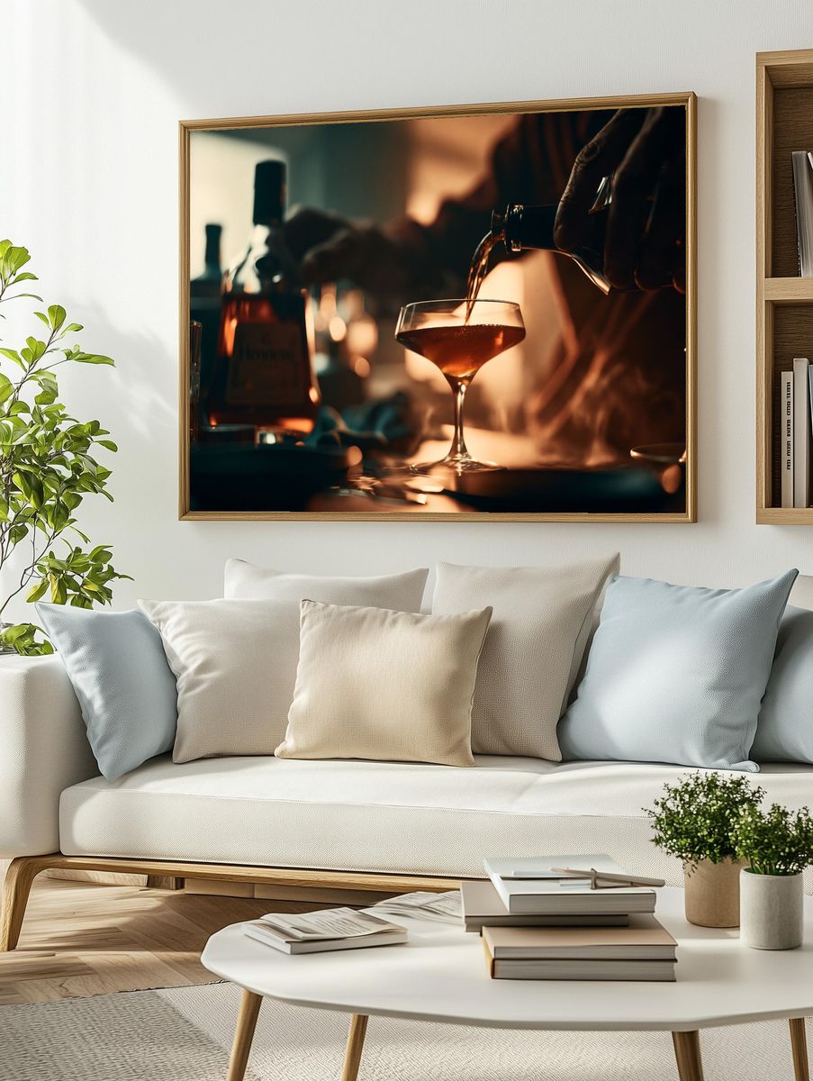 Cocktail Pour Photography Poster. — room view 2