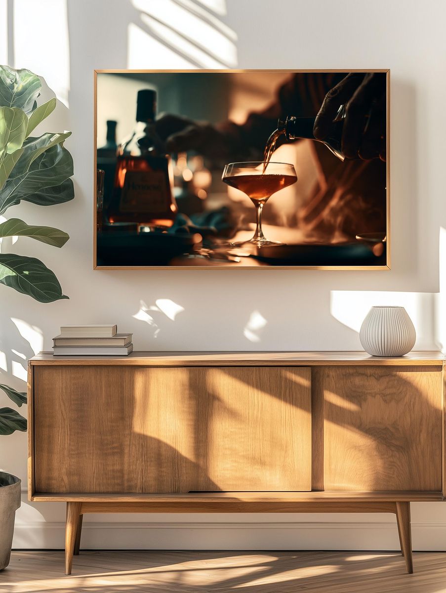 Cocktail Pour Photography Poster. — room view 3