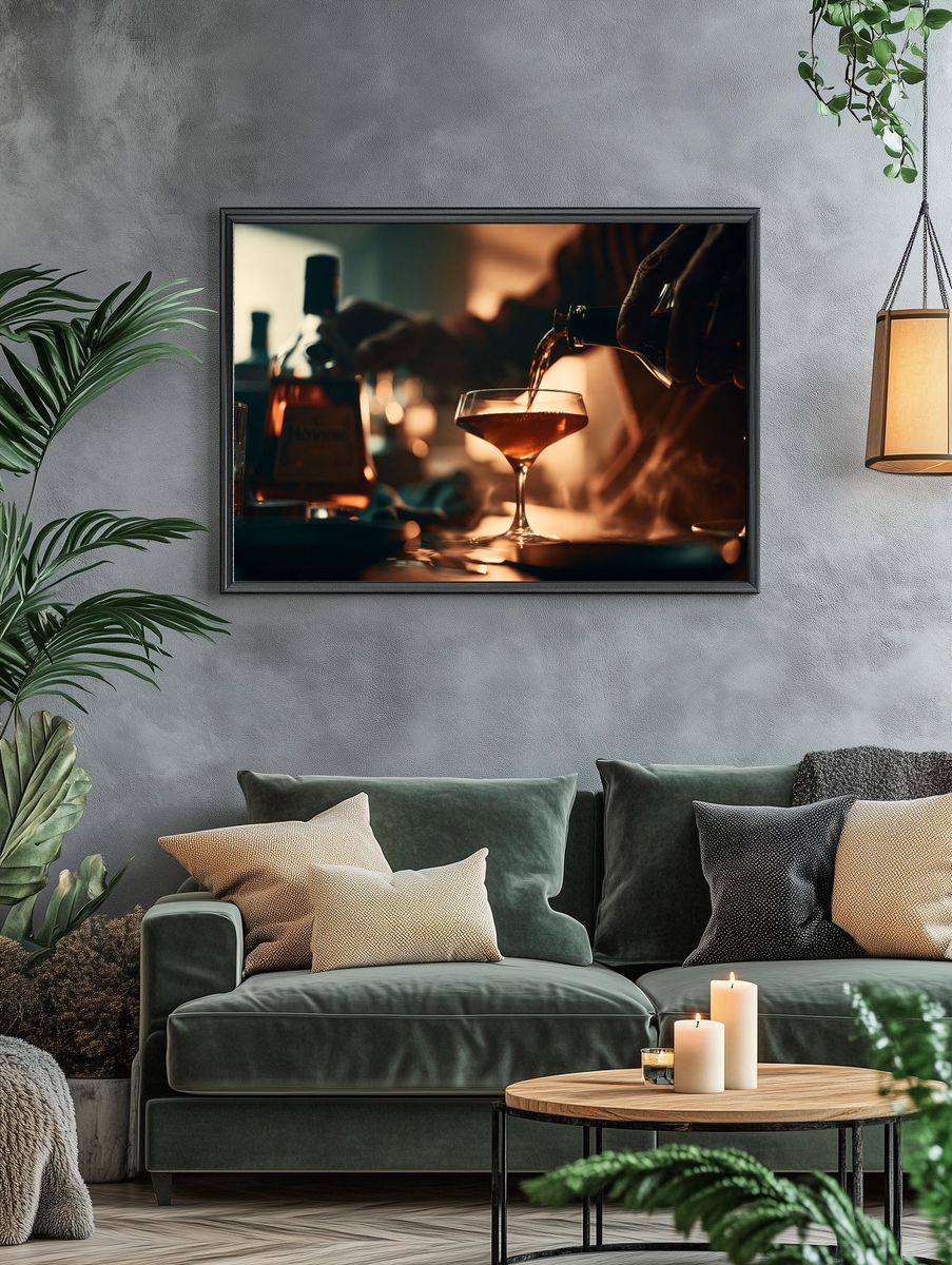 Cocktail Pour Photography Poster. — room view 4