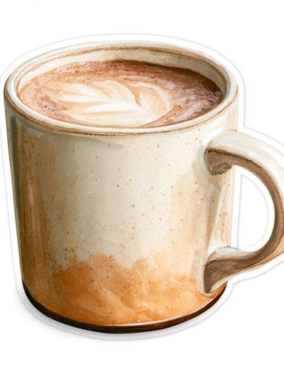 Latte Mug Watercolor Print.