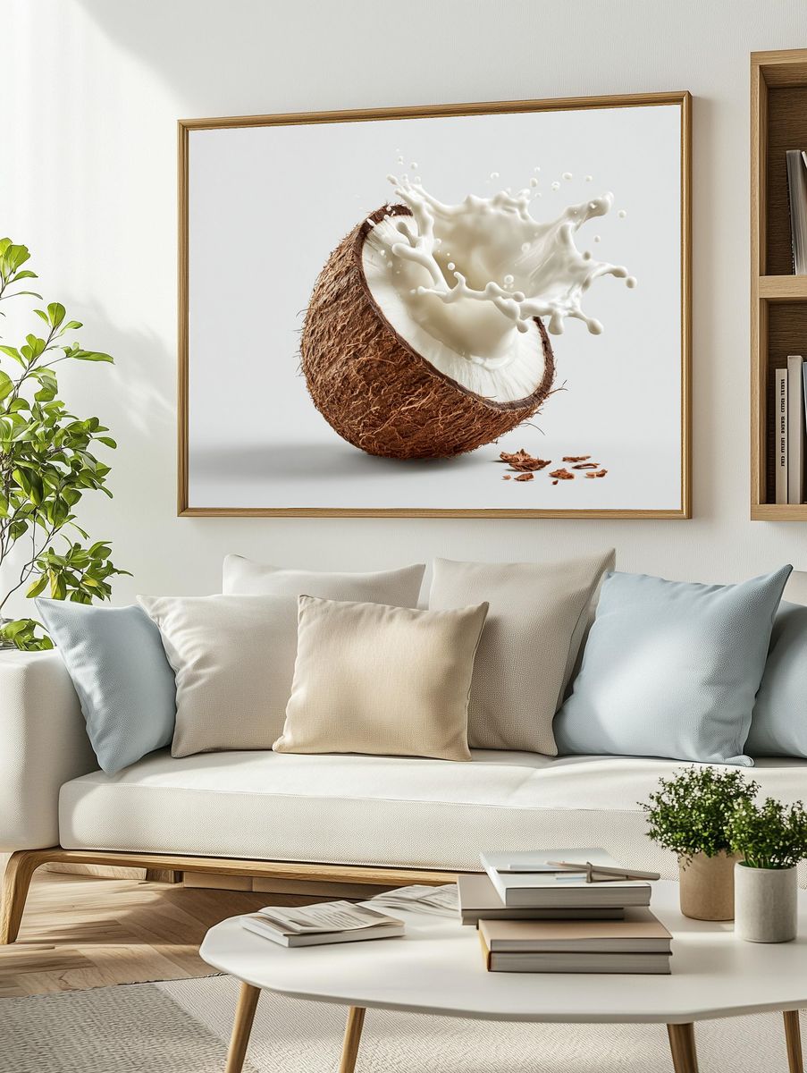 Coconut Milk Splash Photography Poster. — room view 2