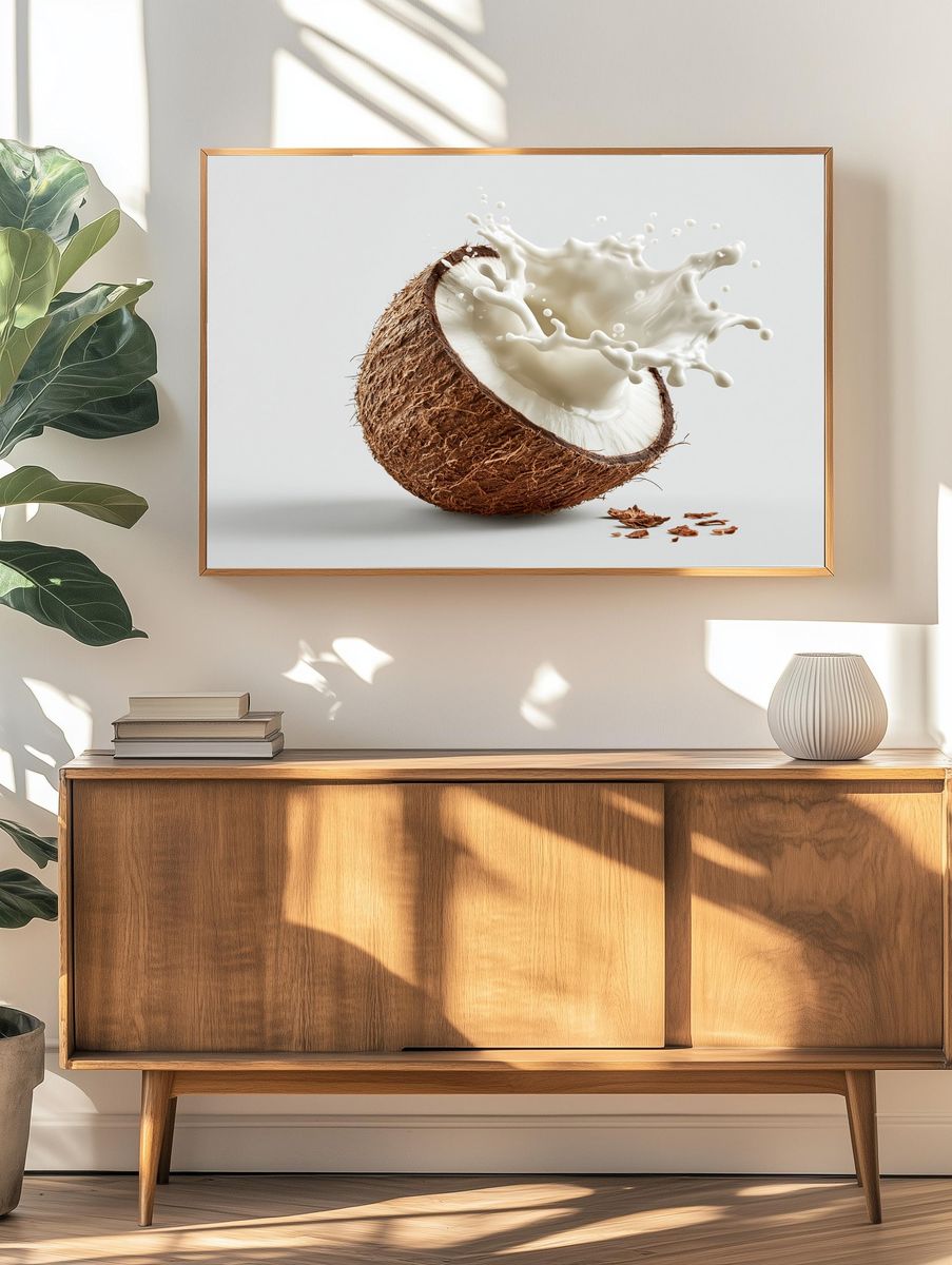 Coconut Milk Splash Photography Poster. — room view 3
