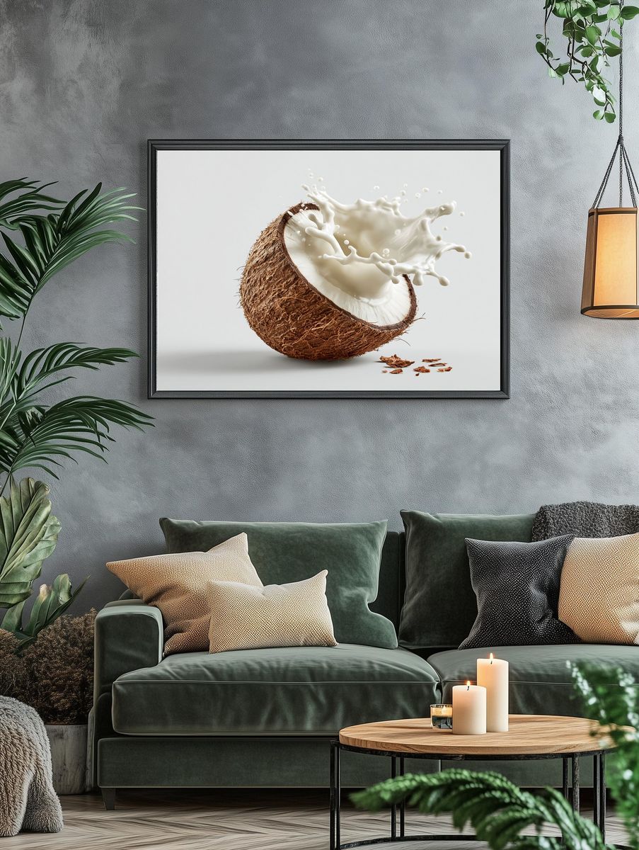 Coconut Milk Splash Photography Poster. — room view 4