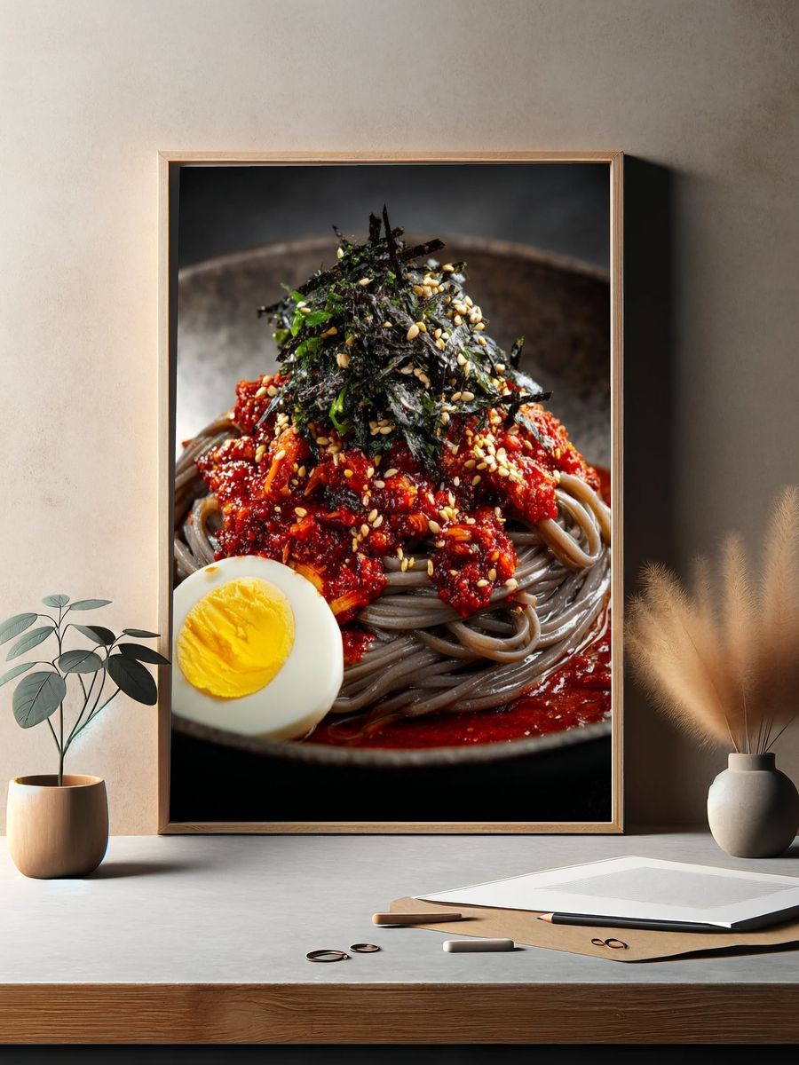 Spicy Korean Noodles Food Print. — room view 2
