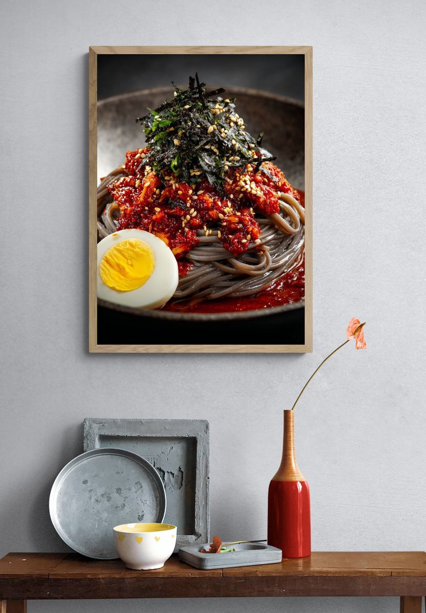 Spicy Korean Noodles Food Print. — room view 3