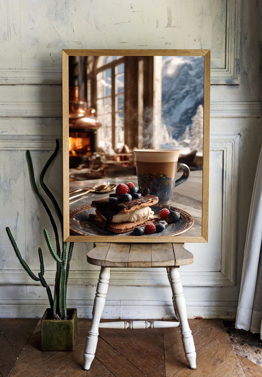 Cozy Coffee and Dessert Still Life Poster. room preview
