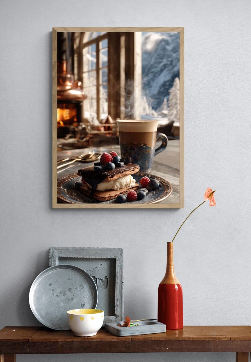 Cozy Coffee and Dessert Still Life Poster. — room view 3