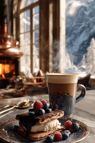 Cozy Coffee and Dessert Still Life Poster.