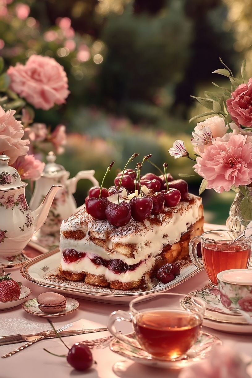 Cherry Tea Party Photography Poster. poster — food-drink art