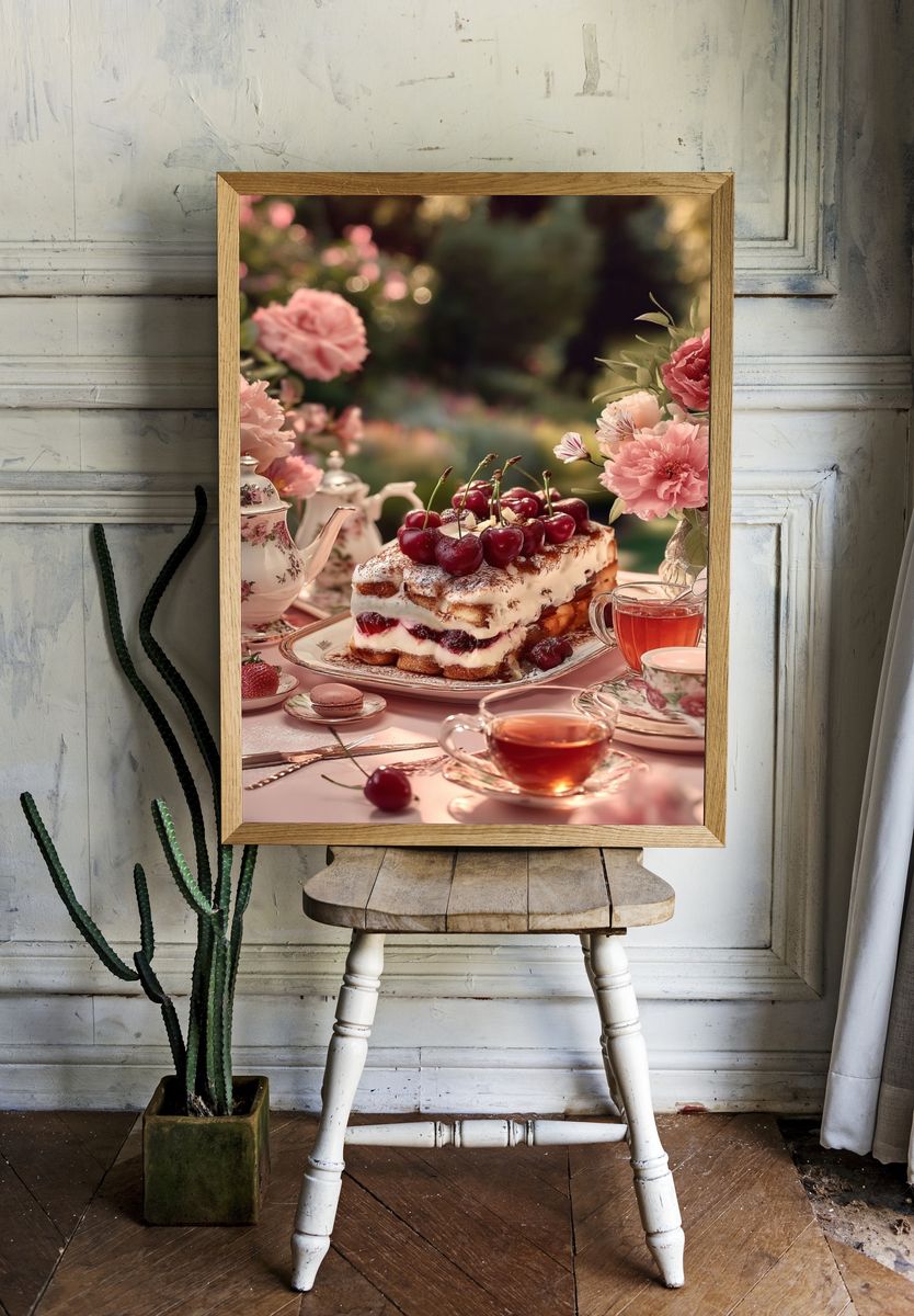 Cherry Tea Party Photography Poster. — room view 1