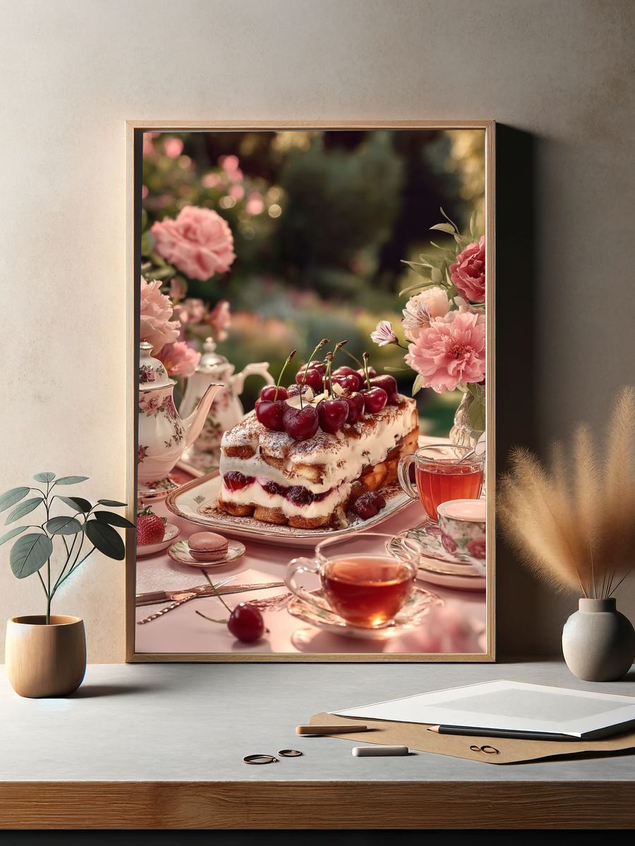 Cherry Tea Party Photography Poster. — room view 2