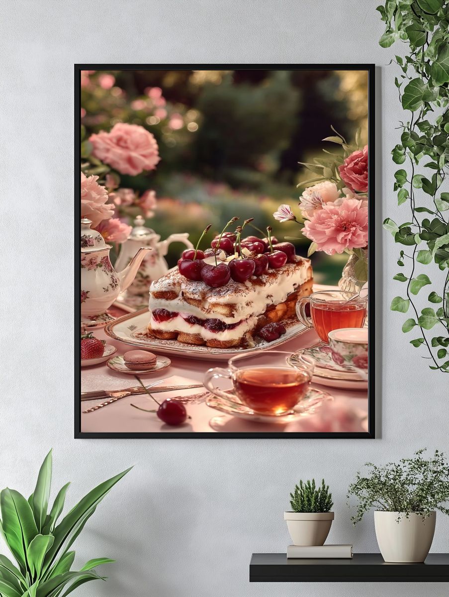 Cherry Tea Party Photography Poster. — room view 4